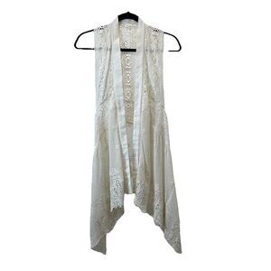 Anthropologie Meadow Rue Crochet Draped Lace Vest S/M Cottagecore Boho Coquette